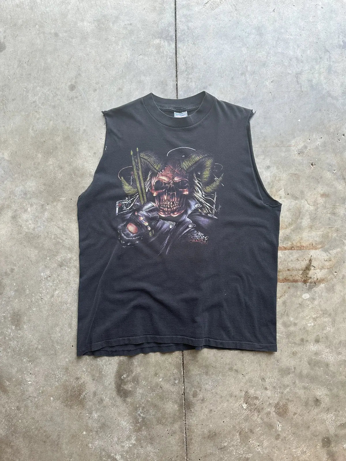 Ghost - Vintage Band Crop Tank, Bleach Washed
