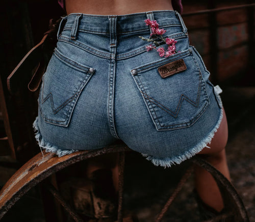 Cut Creek - Wrangler Denim Cut-Off Shorts, Hand Distressed