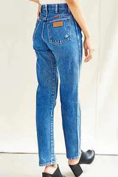 Desert Worn - Wrangler Straight Leg Denim Jeans, Hand Distressed
