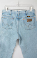 Desert Worn - Wrangler Straight Leg Denim Jeans, Hand Distressed
