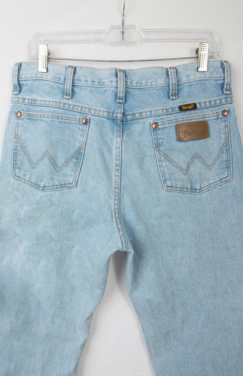 Desert Worn - Wrangler Straight Leg Denim Jeans, Hand Distressed